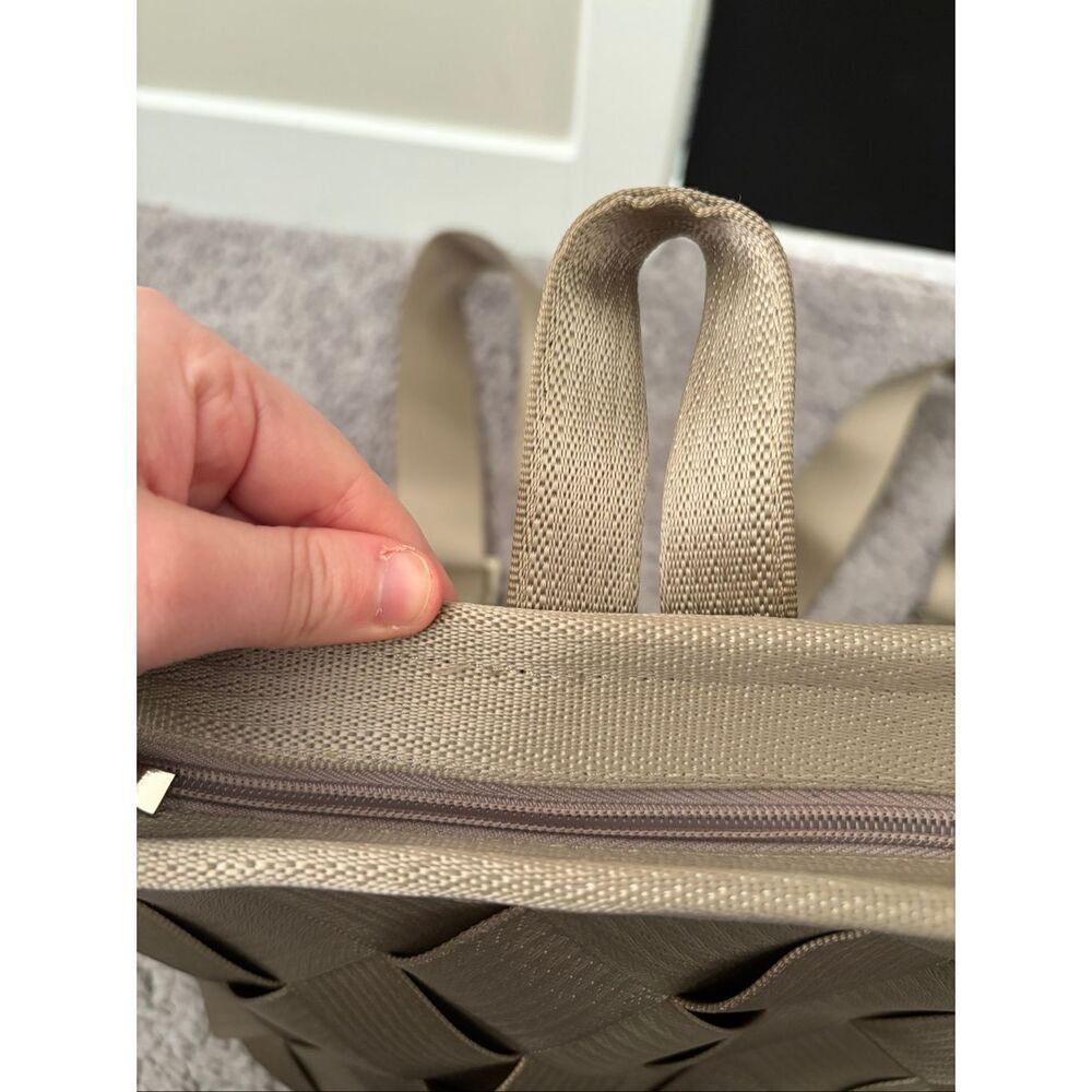 Maggie Bags Recycled Seatbelt Backpack Tan/Beige - Picture 3 of 12